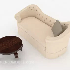 Rice White Home Leisure Double Sofa 3d model