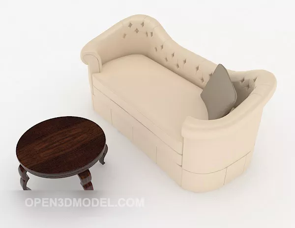 Rice White Home Leisure Double Sofa 3d model Rice White Home Leisure Double Sofa 3d model