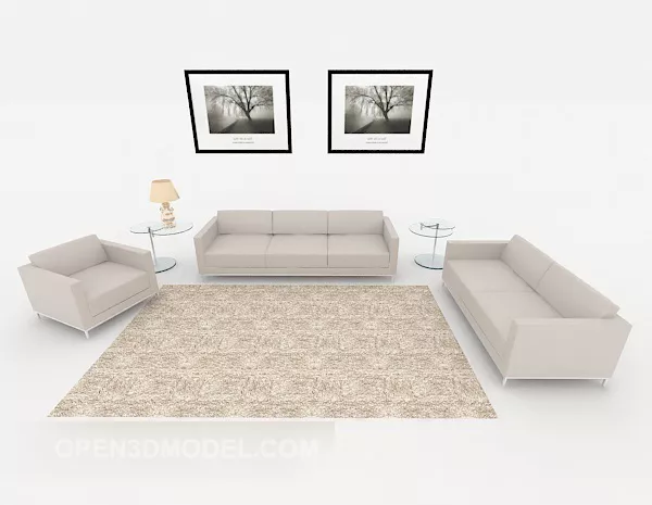 Rice White Home Simple Combination Sofa 3d model Rice White Home Simple Combination Sofa 3d model