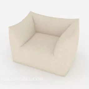 Rice White Simple Single Sofa 3d model