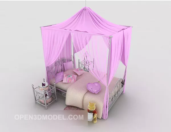 Romantic Warm Double Bed 3d model Romantic Warm Double Bed 3d model
