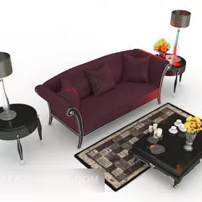 Rose Red Simple Multiplayer Sofa 3d model