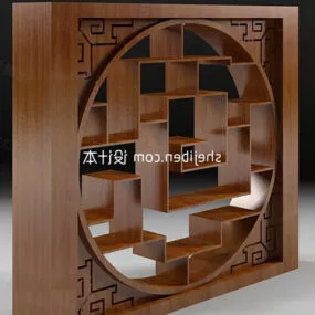 Round Bogu Rack Wooden Showcase 3d model