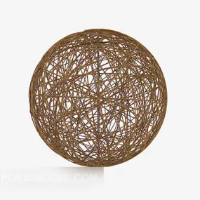 Round Rattan Circle Lamp Decorations 3d model