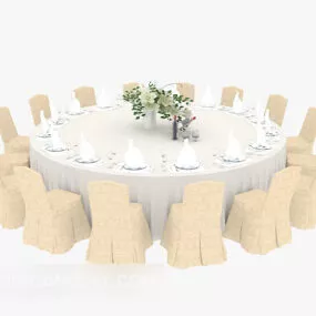 Restaurant Party Round Table Chair 3d model