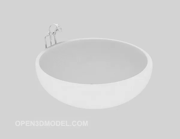 Red Washbasin With Water Tab 3d model