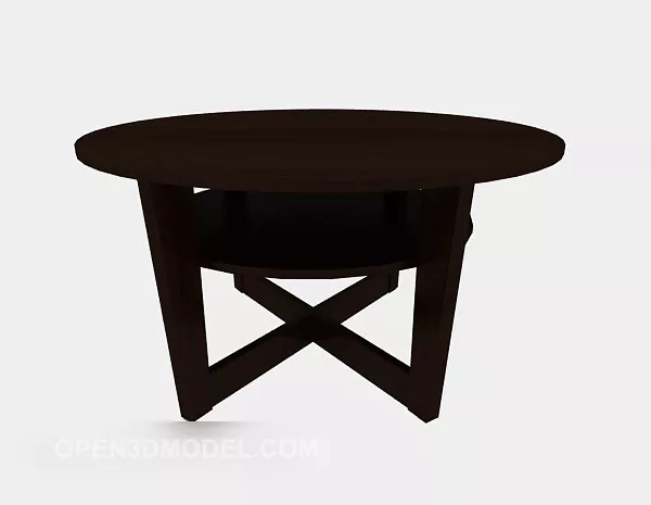 Round Dark Wood Side Table 3d model Round Dark Wood Side Table 3d model