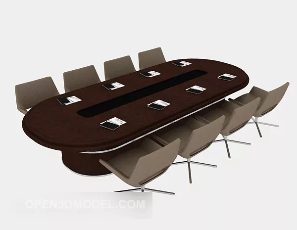 Round Solid Wood Conference Table 3d model Round Solid Wood Conference Table 3d model