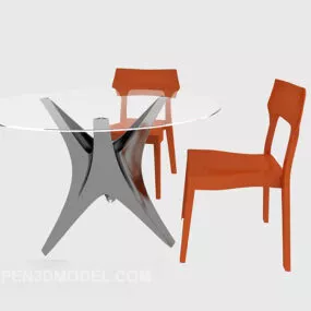 Round Table Chair Modern Furniture Set 3d model