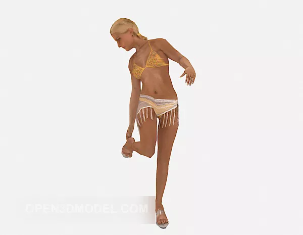 Singer Girl Character With Guitar 3d model