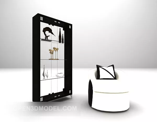 Showcase Shelf With Sofa 3d model Showcase Shelf With Sofa 3d model