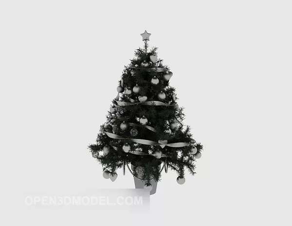 Silver Christmas Tree With Decoration 3d model Silver Christmas Tree With Decoration 3d model