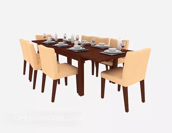Simple American Home Table 3d model Simple American Home Table 3d model
