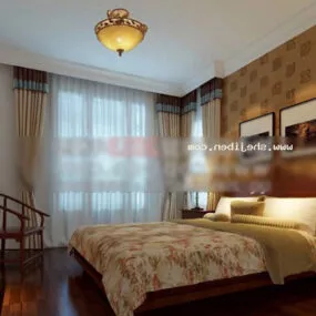 Simple Chinese Bedroom 3d model