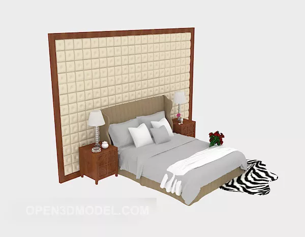 Simple Chinese Double Bed 3d model Simple Chinese Double Bed 3d model
