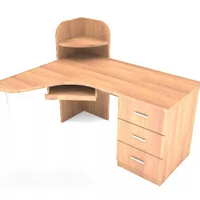 Simple Desk Wooden Color 3d model