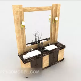 Simple European Bathroom Mirror 3d model