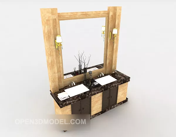 Oval Mirror With Carved Pattern 3d model