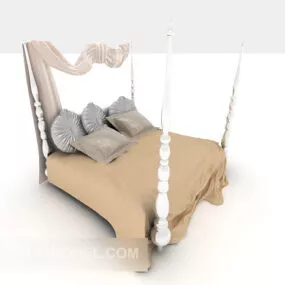 Simple European Bed 3d model
