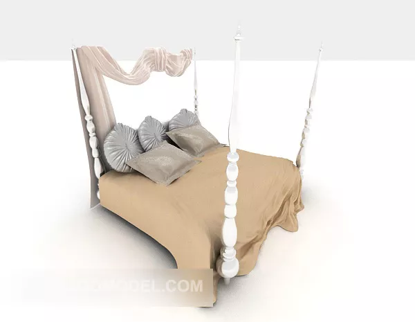 Simple European Bed 3d model Simple European Bed 3d model