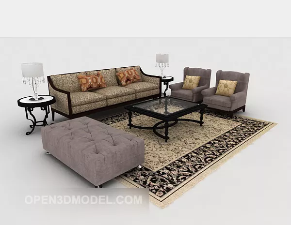 Simple European Sofa Sets 3d model Simple European Sofa Sets 3d model