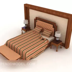 Simple European Double Bed 3d model