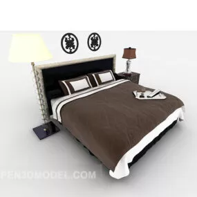 Simple European Double Bed With 3d model