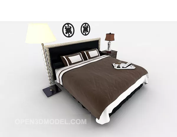 Simple European Double Bed With 3d model Simple European Double Bed With 3d model