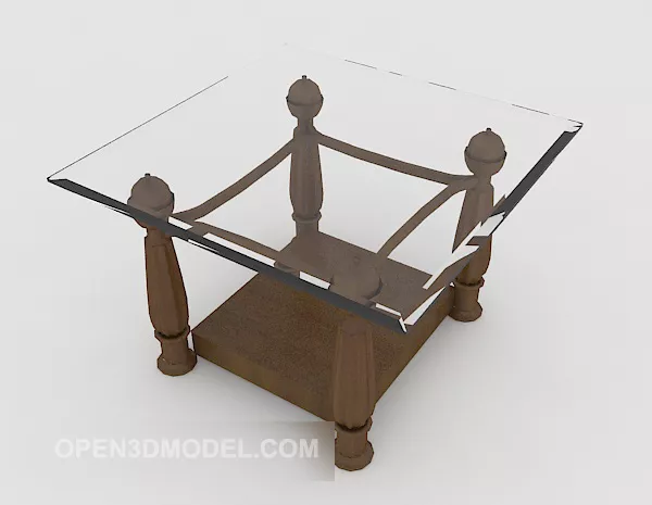 Simple European Glass Coffee Table 3d model Simple European Glass Coffee Table 3d model