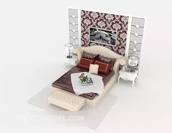 European Home Bed 3d model European Home Bed 3d model