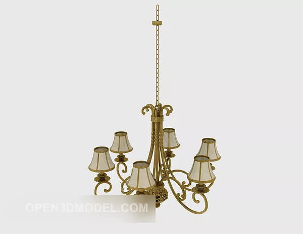Simple European Home Chandelier 3d model Simple European Home Chandelier 3d model