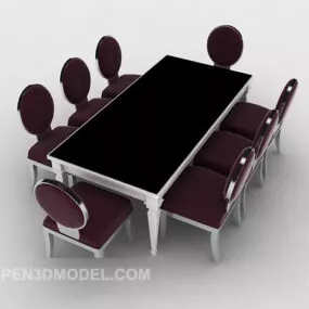 Simple European Home Table And Chairs 3d model