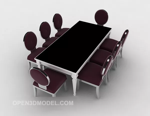 Simple European Home Table And Chairs 3d model Simple European Home Table And Chairs 3d model