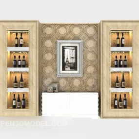 Simple European Multi-function Background Wall 3d model