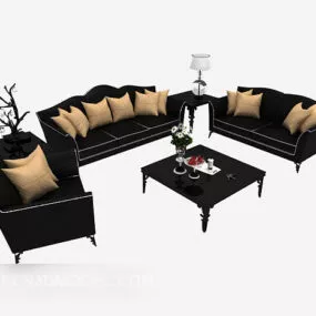 Simple European Sofa Coffee Table Combination 3d model
