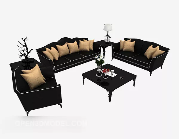 Simple European Sofa Coffee Table Combination 3d model Simple European Sofa Coffee Table Combination 3d model