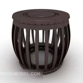 Simple European Solid Wood Stool 3d model