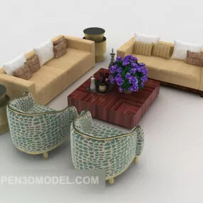 Simple European Style Sofa Sets 3d model