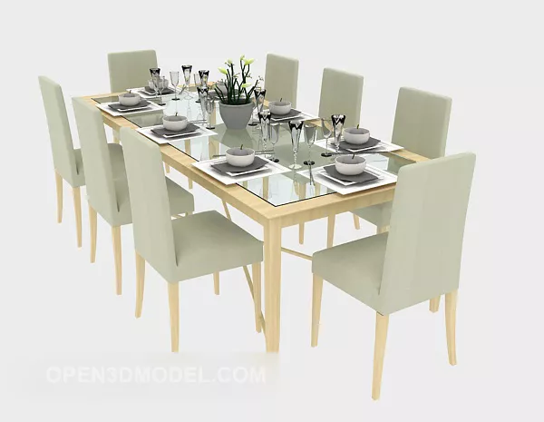 Simple Mediterranean Table Chair 3d model Simple Mediterranean Table Chair 3d model