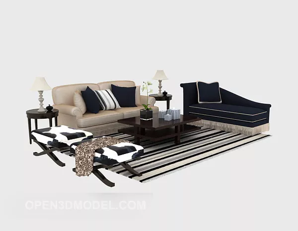 European Multi-person Sofa Furniture Set 3d model European Multi-person Sofa Furniture Set 3d model