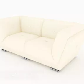 Simple Beige Double Sofa V2 3d model