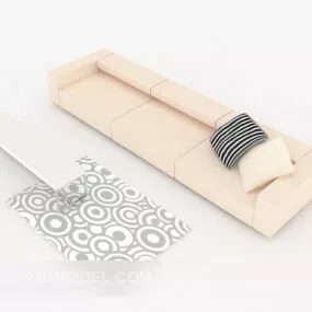 Simple Beige Multiplayer Sofa 3d model