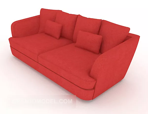 Simple Big Red Double Sofa 3d model Simple Big Red Double Sofa 3d model