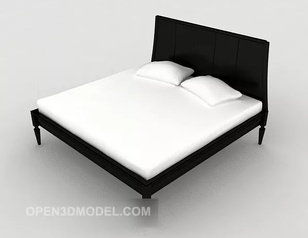 Simple Black And White Double Bed 3d model Simple Black And White Double Bed 3d model