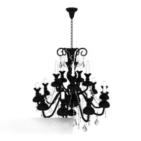 Simple Black Chandelier Vintage 3d model