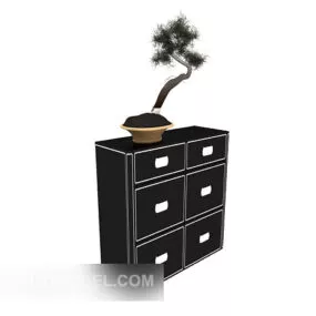 Simple Black Side Cabinet 3d model