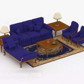 Simple Blue Sofa Sets 3d model