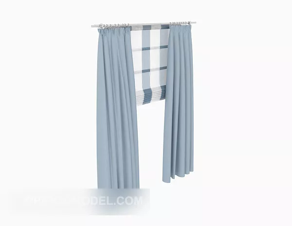 Minimalist Blue Curtain 3d model Minimalist Blue Curtain 3d model