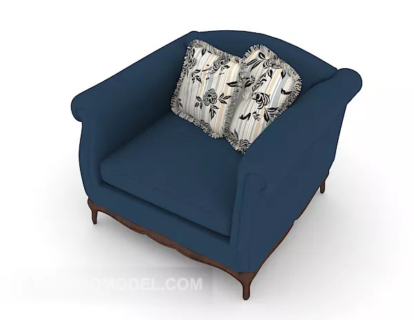 Simple Blue Single Sofa 3d model Simple Blue Single Sofa 3d model