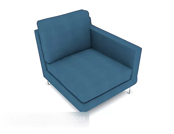 Simple Blue Square Single Sofa 3d model Simple Blue Square Single Sofa 3d model